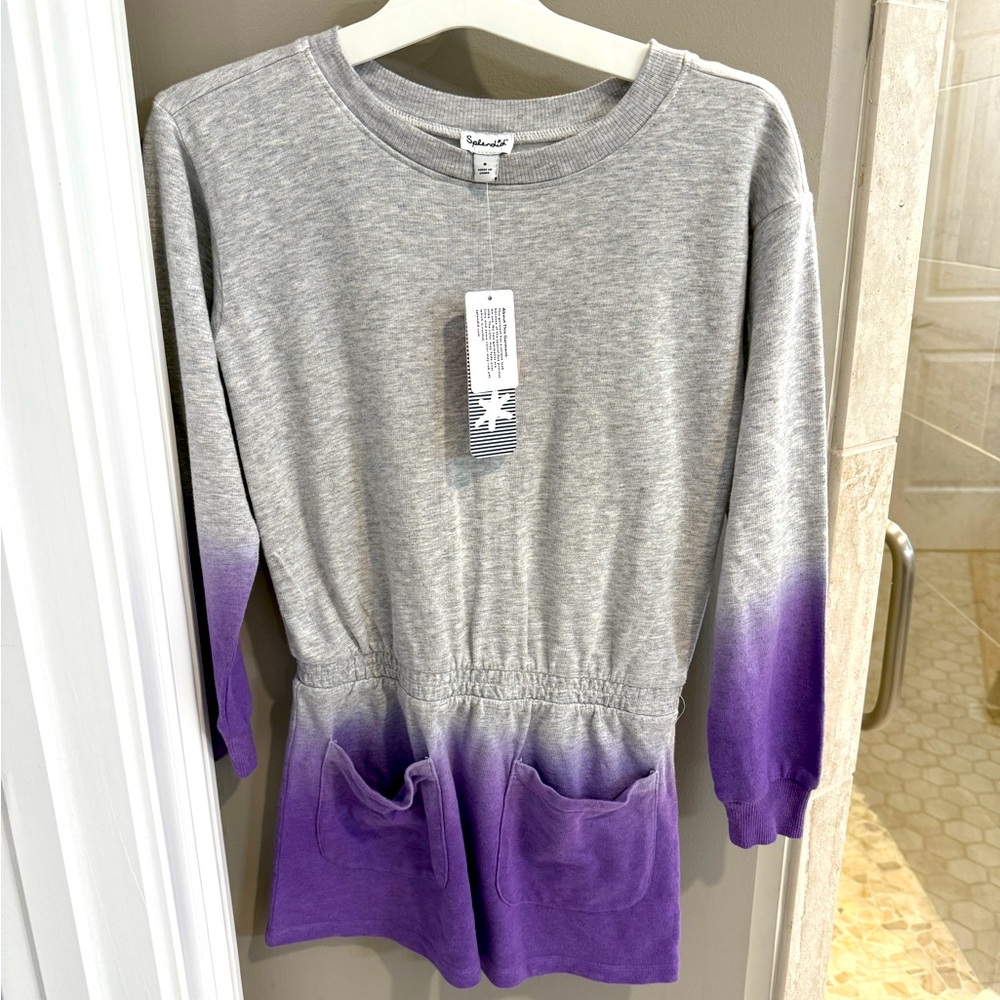Gray and Purple Ombre Long Sleeve Dress